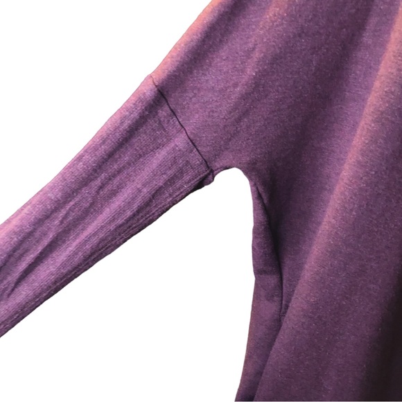 Athleta Tunic Length Hooded Faux Wrap Sweater in Maroon Cowl Neck Tight Knit - Picture 14 of 15